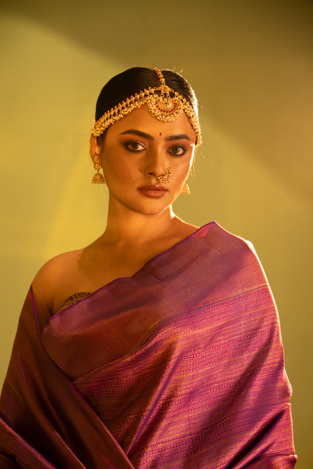 Magenta brocade pure zari Kanchipuram silk saree
