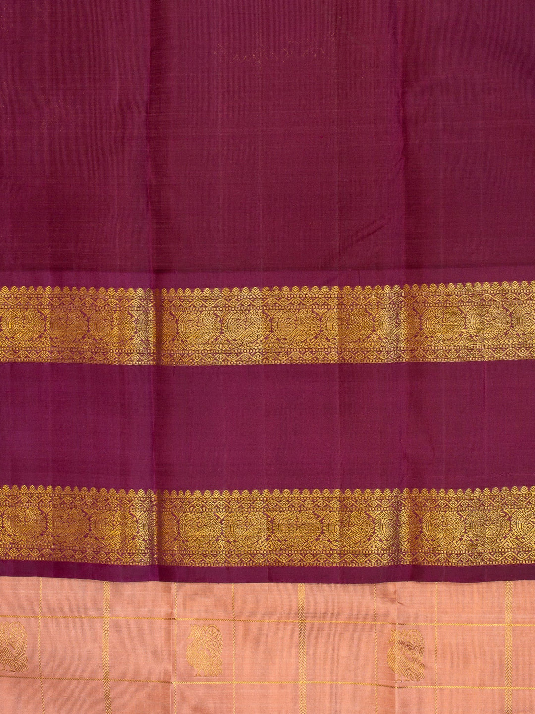 Pink and purple rettai pettu checks Kanchipuram silk saree