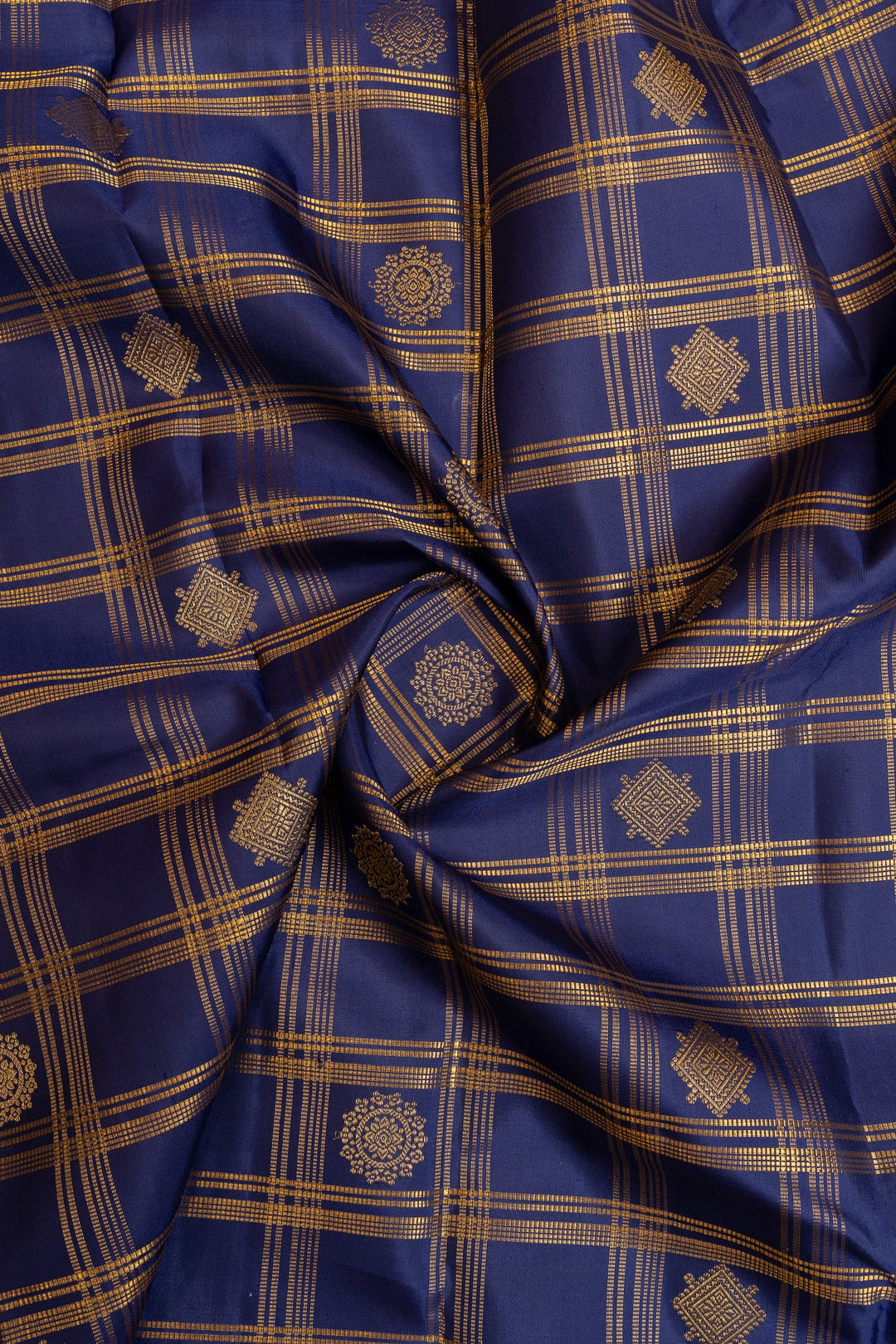 Regal Blue and Ivory pure Kanchipuram Silk Saree