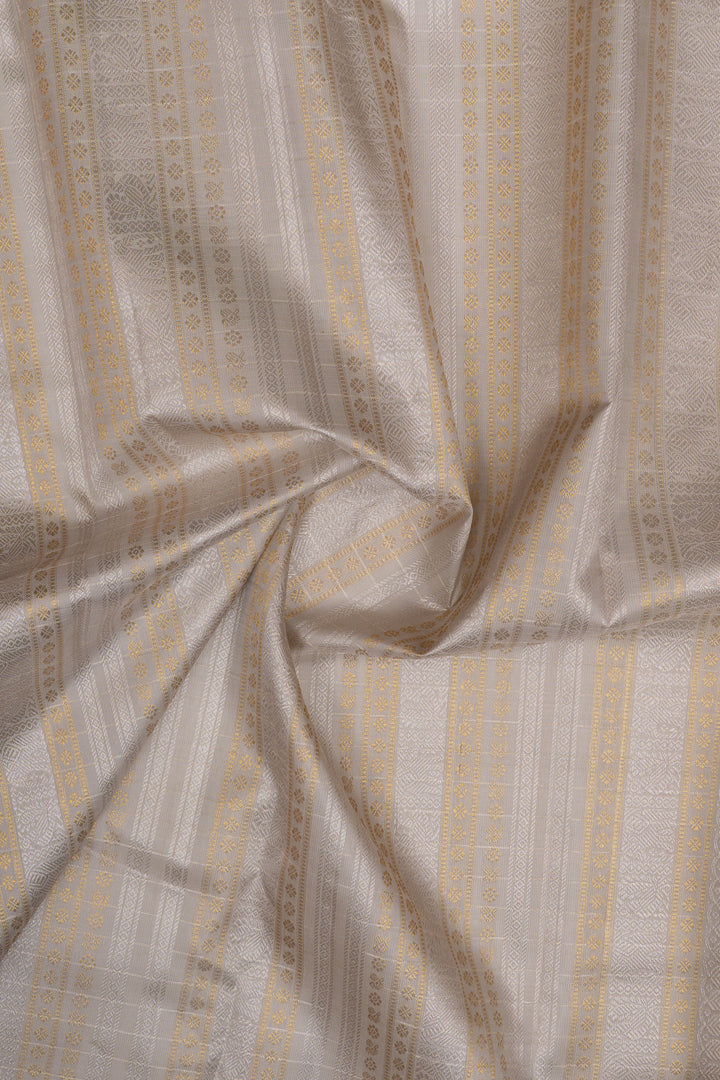 Mauve pink and beige varisaipettu pure kanchipuram silk saree