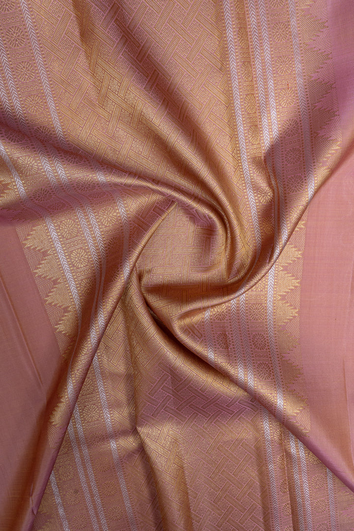 Pastel pink traditional pure kanchipuram silk saree