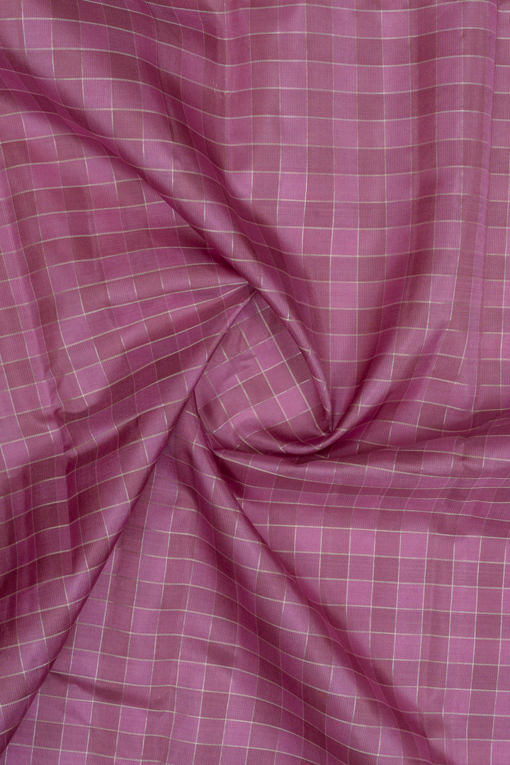Mauve pink and beige varisaipettu pure kanchipuram silk saree