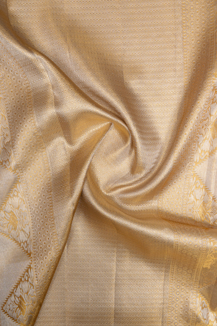 Gold and silver brocade tissue pure kanchipuram silk saree