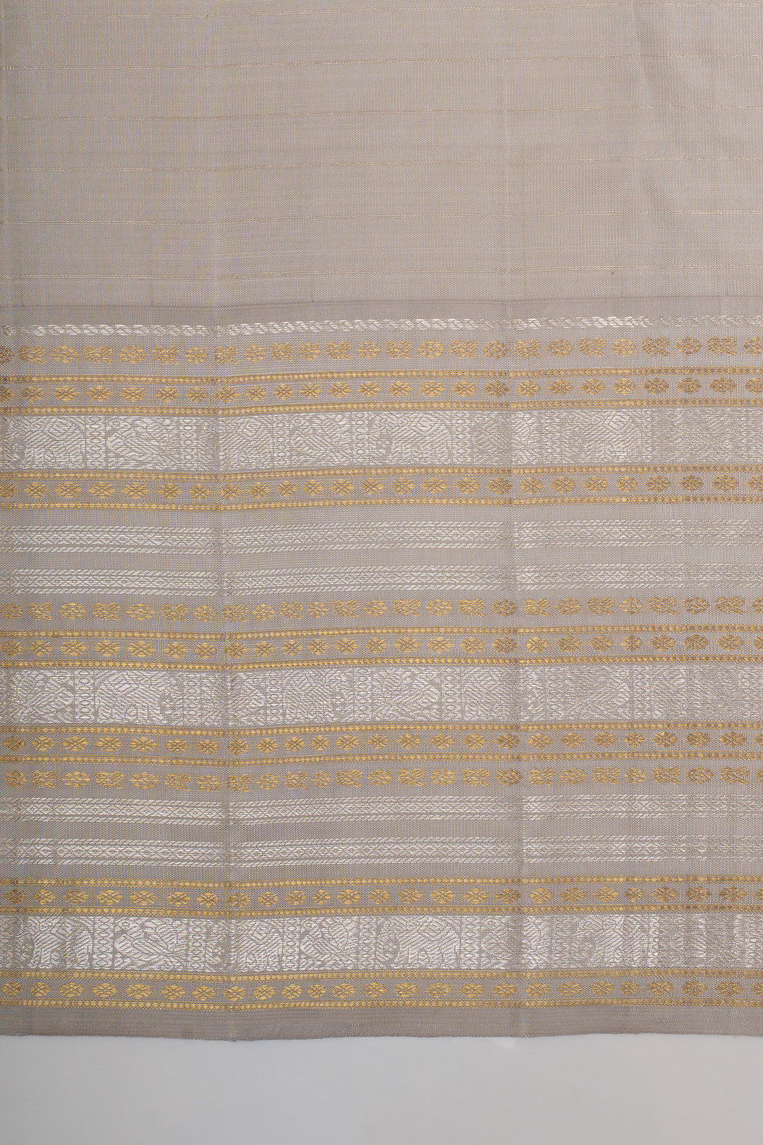 Mauve pink and beige varisaipettu pure kanchipuram silk saree