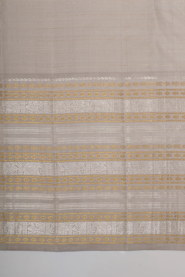 Mauve pink and beige varisaipettu pure kanchipuram silk saree