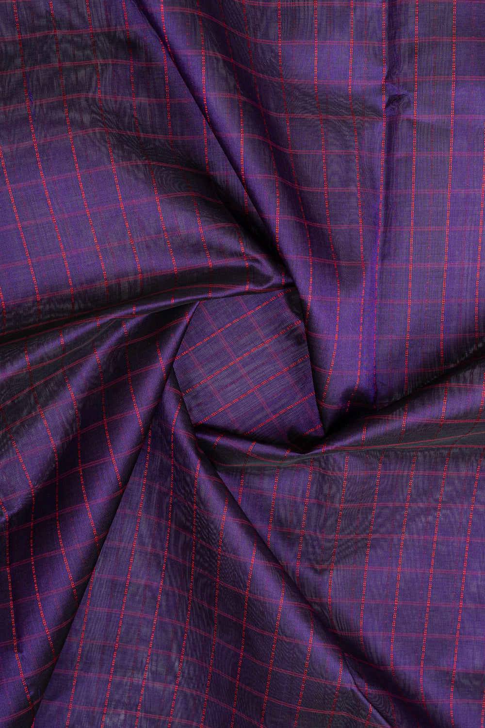 Purple and red checks  pure silk cotton saree
