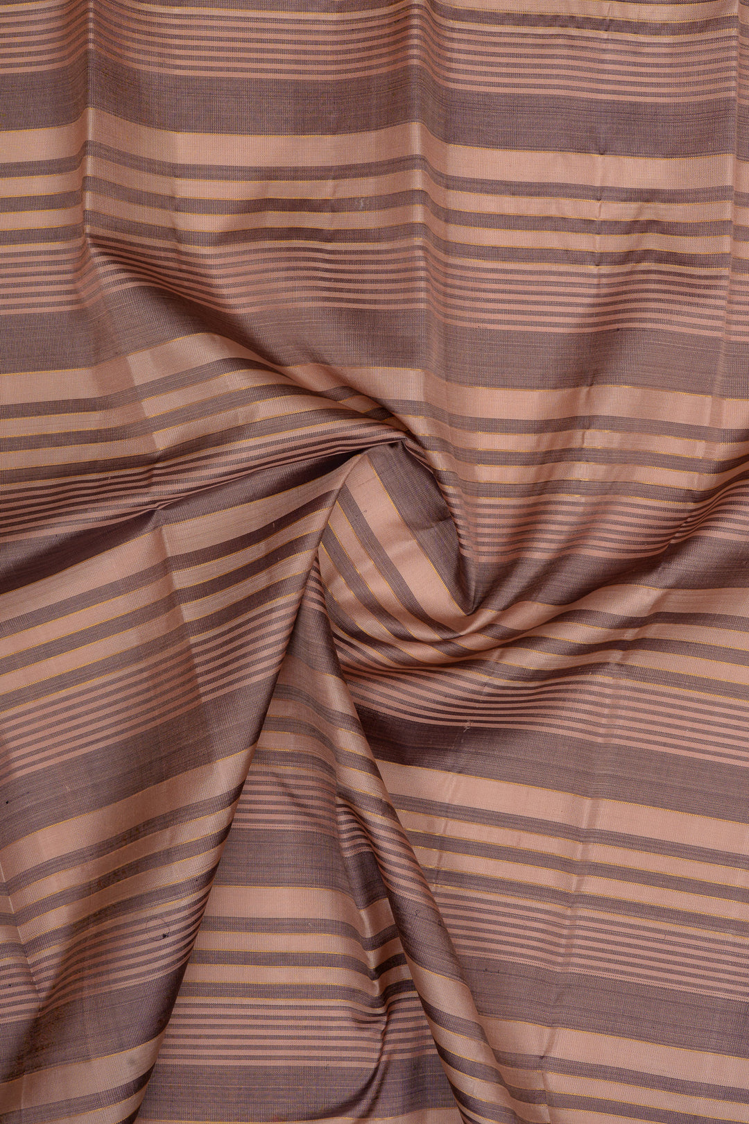 Pink and brown stripes pure kanchipuram silk saree