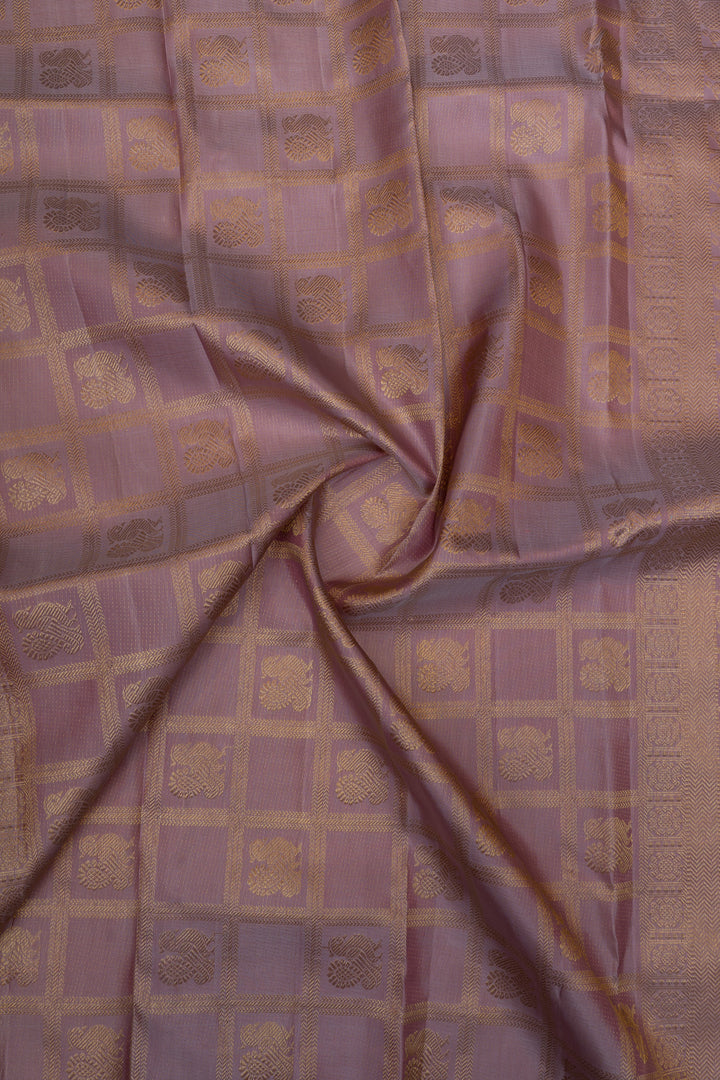 Mauve Purple temple border pure kanchipuram Silk saree