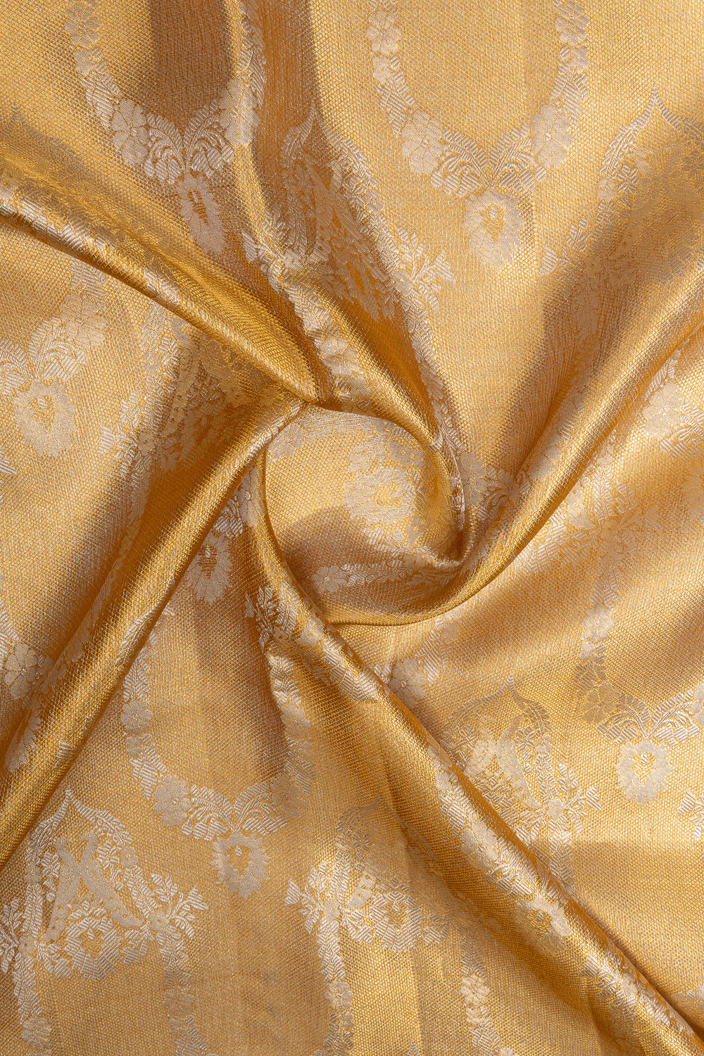 Gold and silver brocade tissue pure kanchipuram silk saree