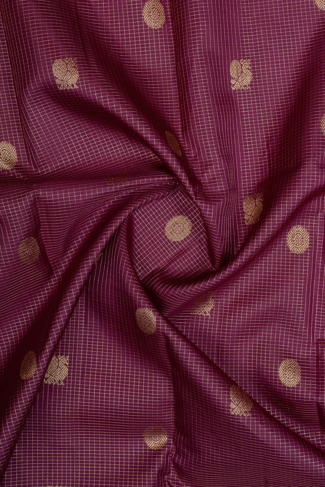 Sangria purple Zari checks pure kanchipuram silk saree