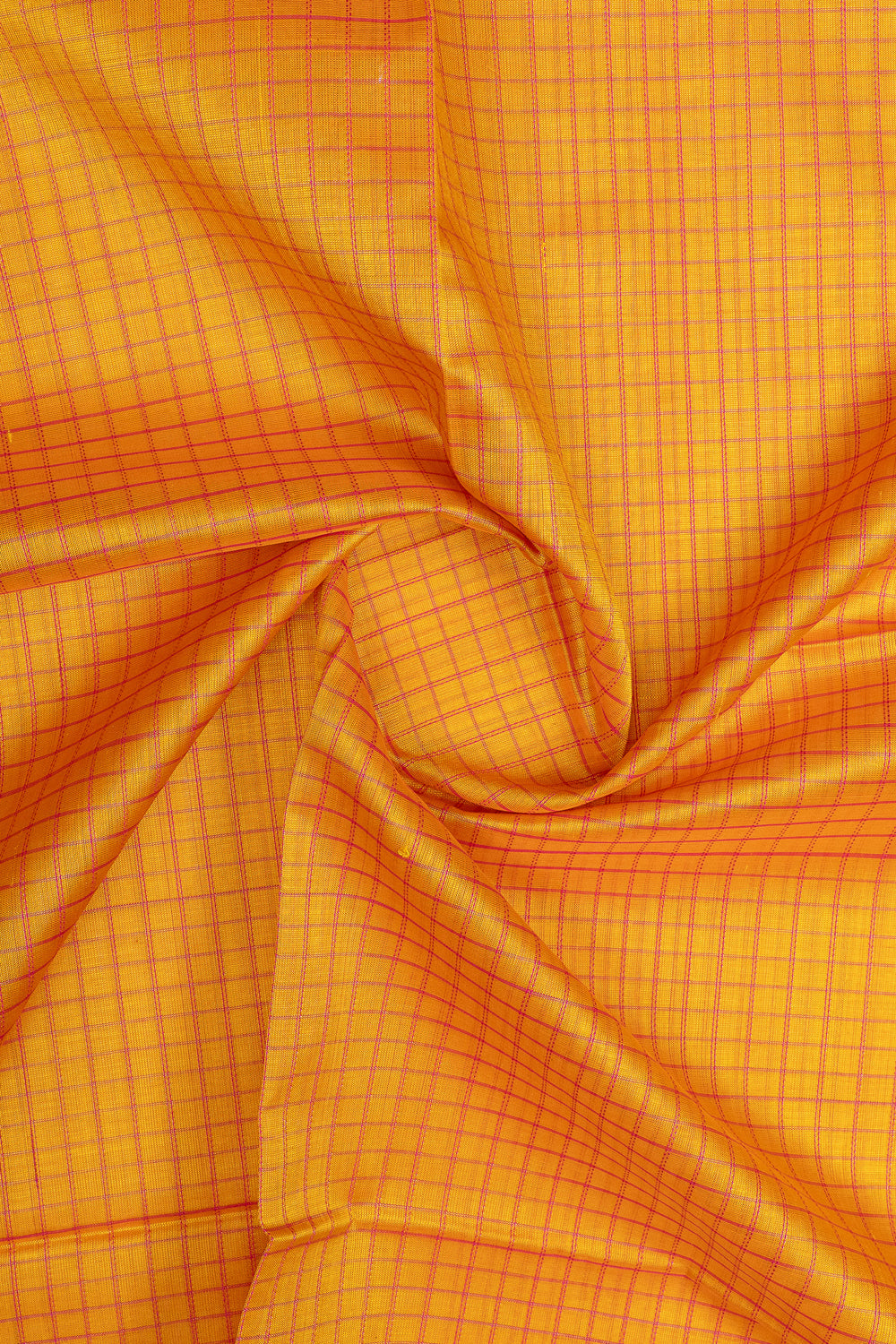 Mustard check pure silk cotton saree