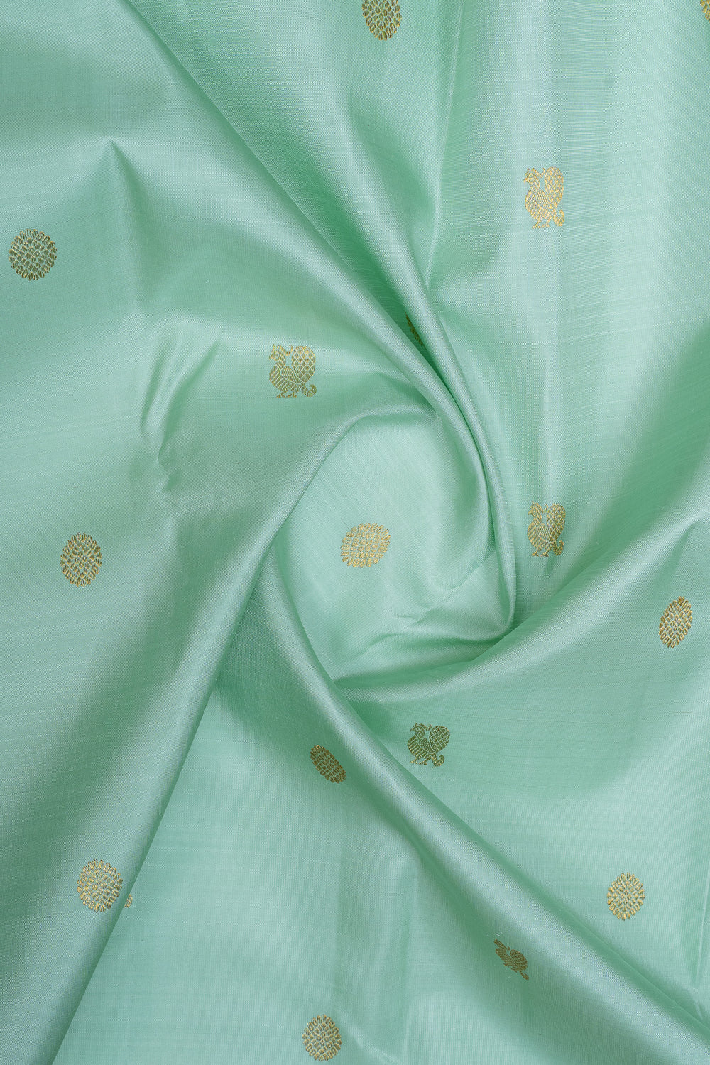 Pastel Blue and brown varisaipettu pure kanchipuram silk saree