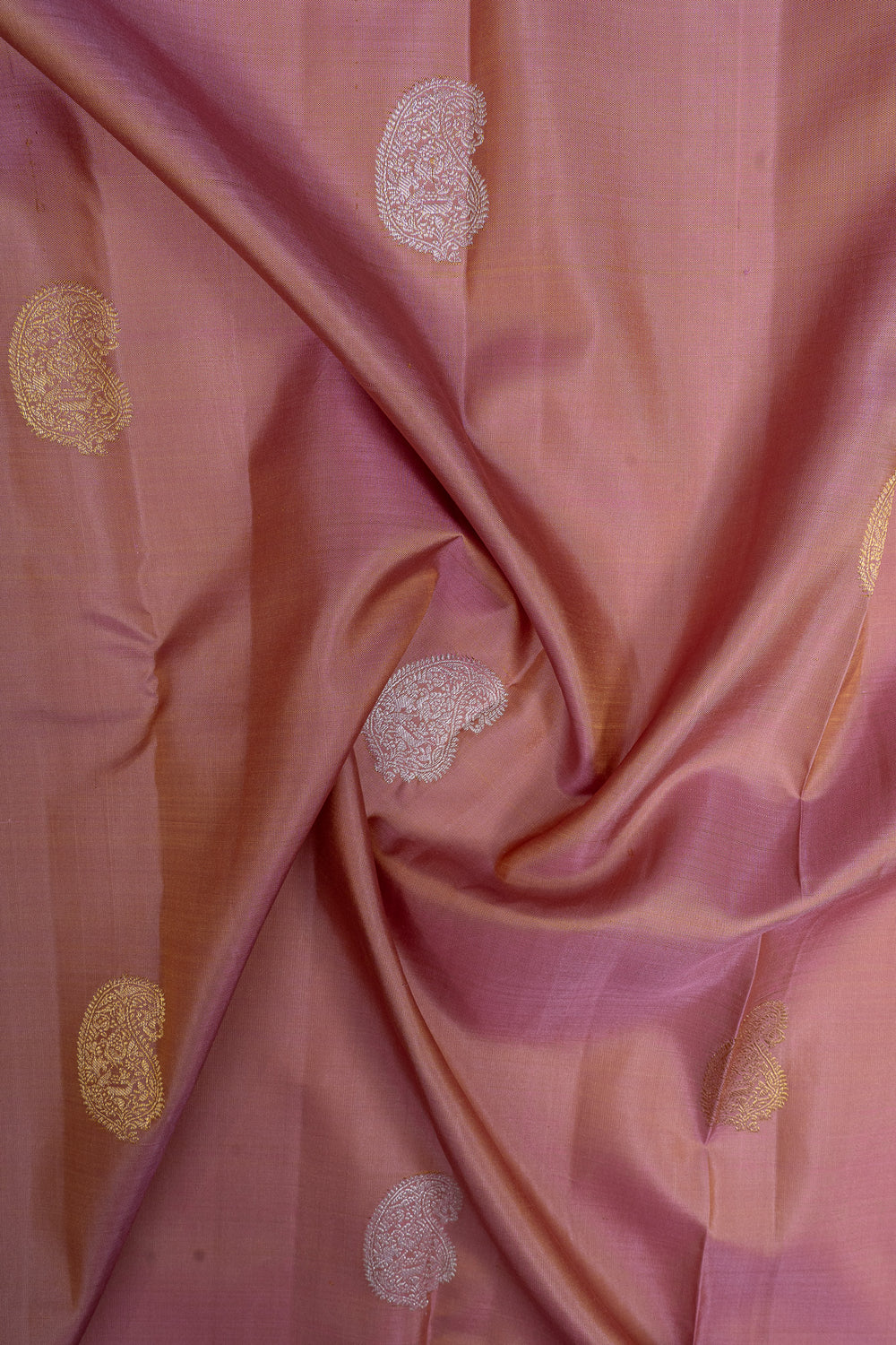 Pastel pink traditional pure kanchipuram silk saree
