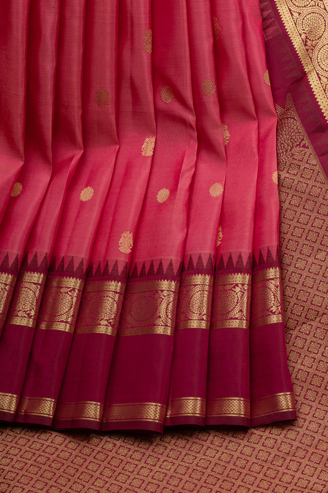 Pink traditional pure kanchipuram silk saree