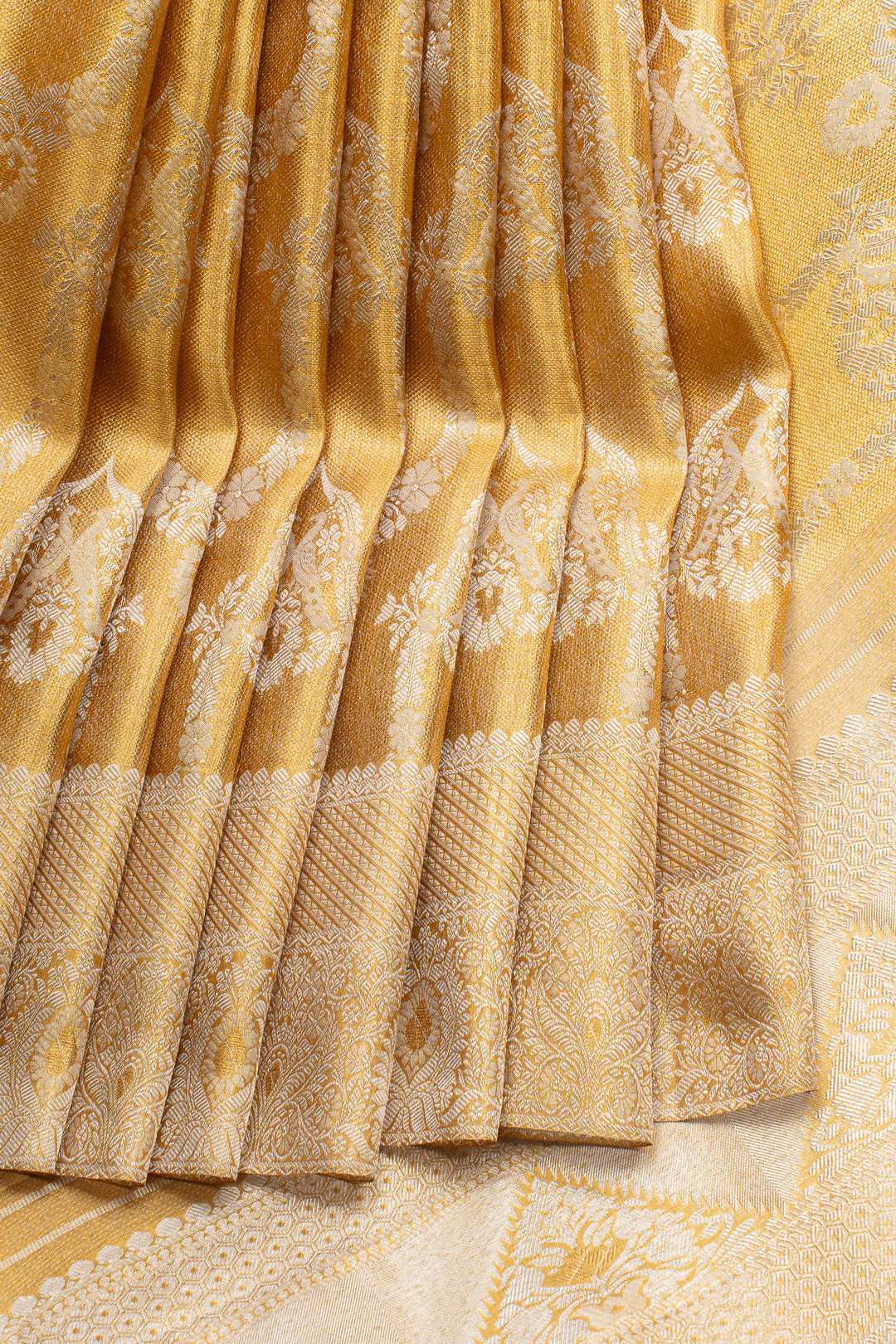Gold and silver brocade tissue pure kanchipuram silk saree
