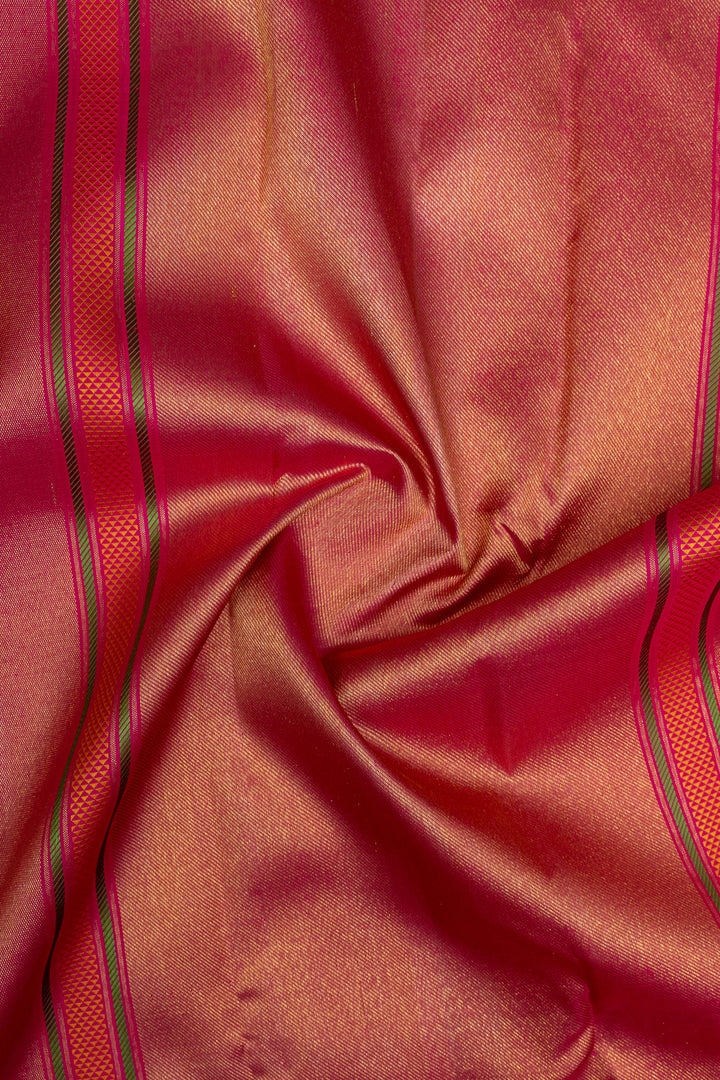 Cream and pink Traditional  pure kanchipuram silk saree