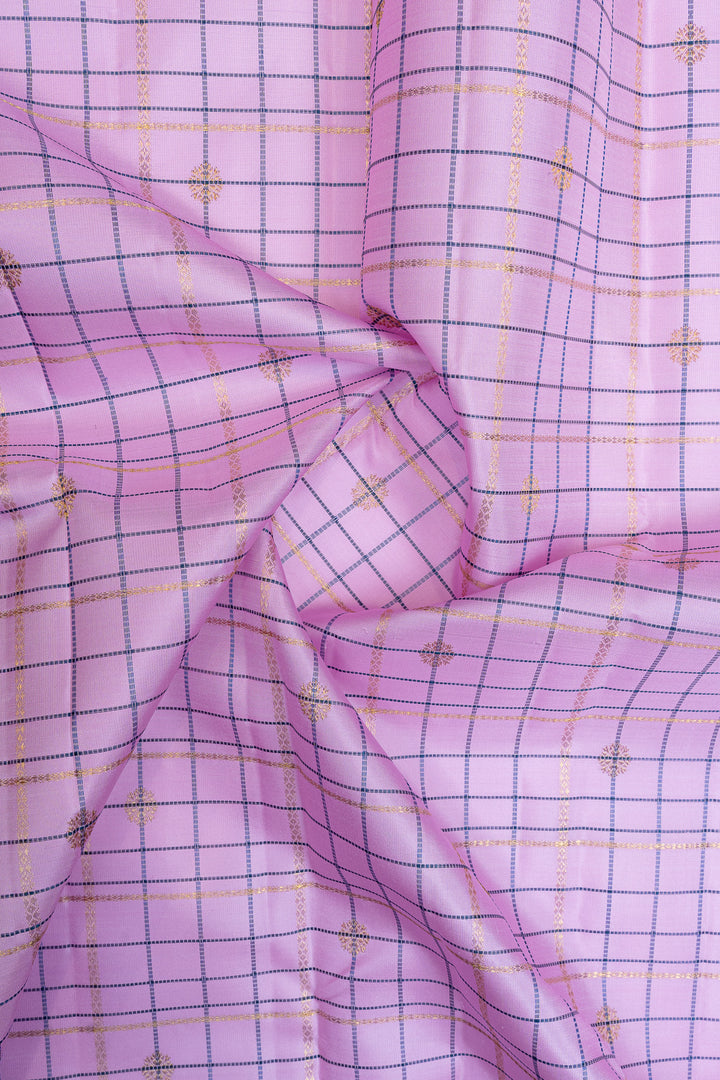 Lilac and purple Zari checks pure kanchipuram silk saree