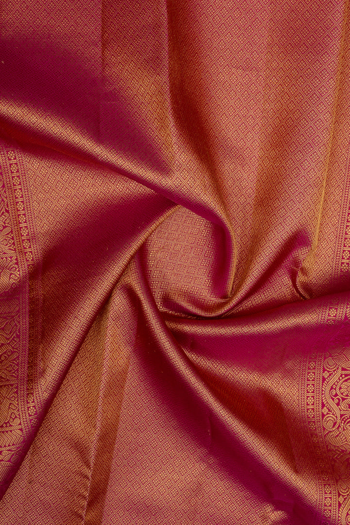 Pink neli stripes rettai pettu pure kanchipuram silk saree