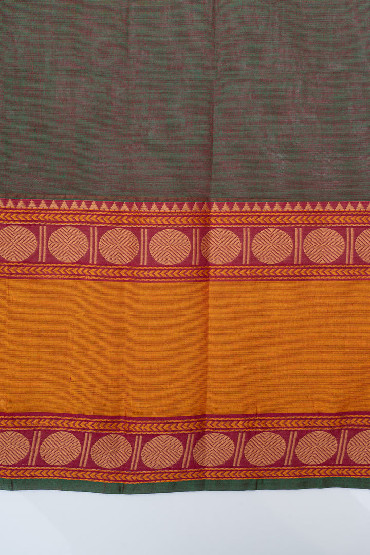 Mandhulir green pure cotton silk saree
