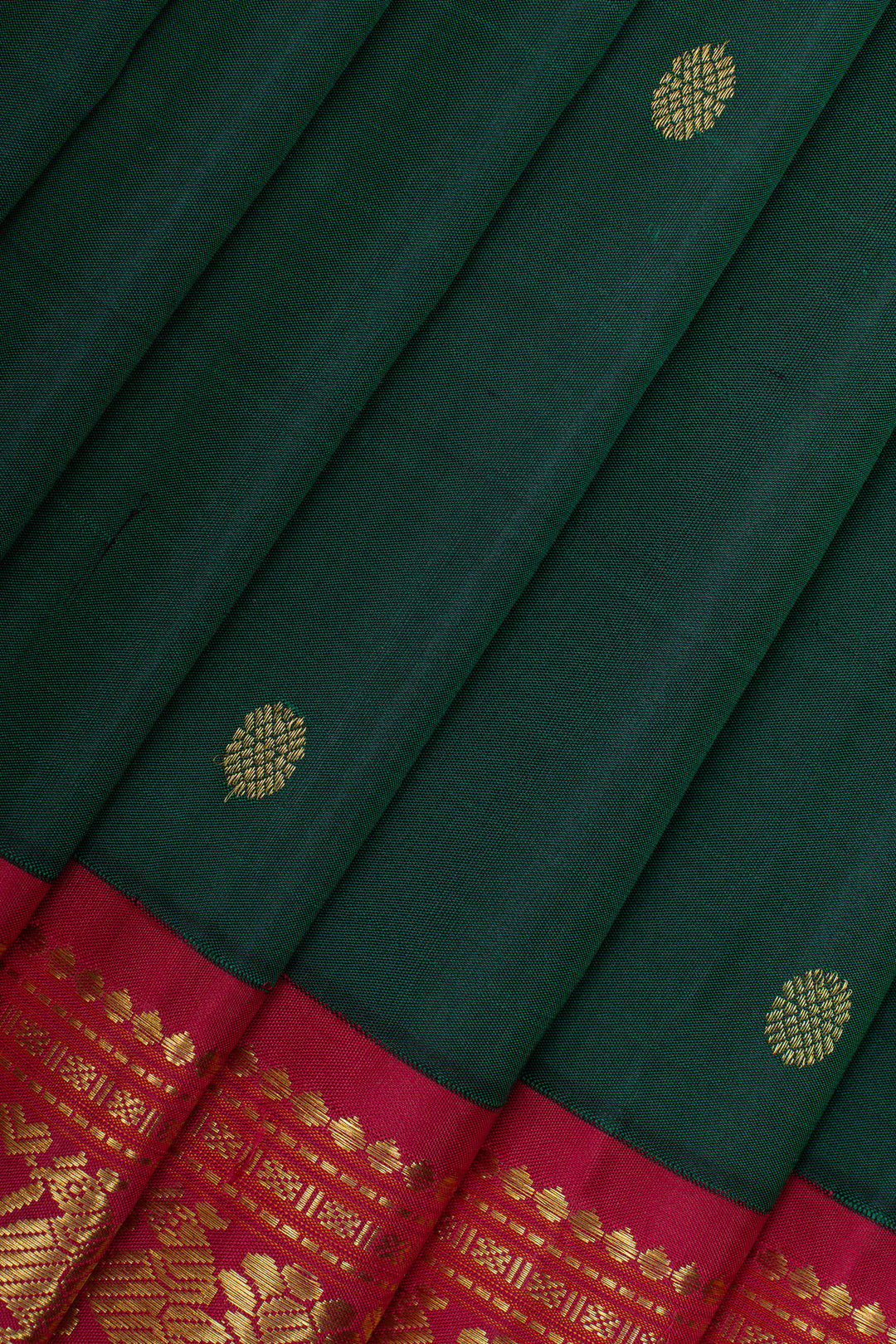 Bottle green traditional pure kanchipuram silk saree