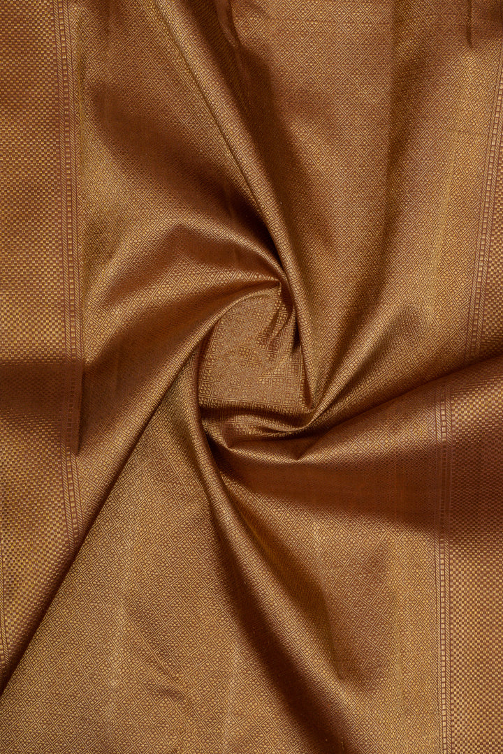 Vintage blue and khaki Jamdani pure kanchipuram silk saree