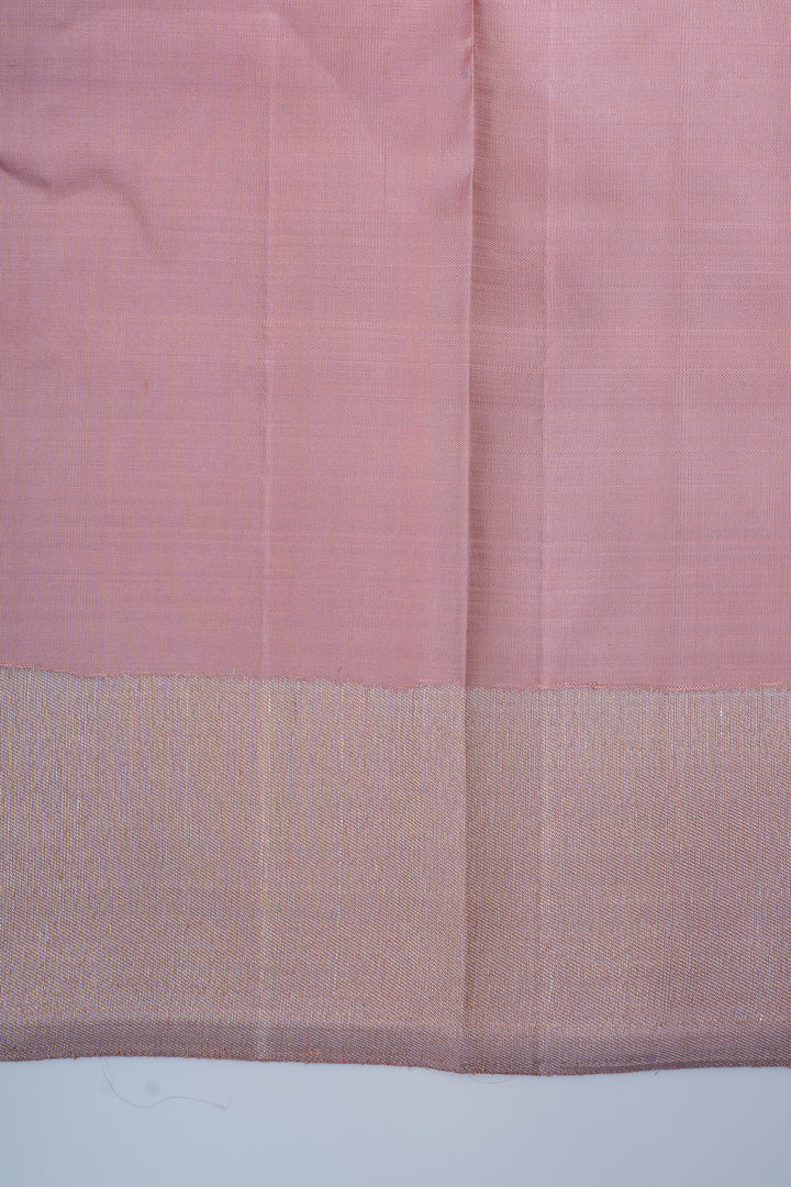 Pink and silver 8 Kol pure Kanchipuram silk saree