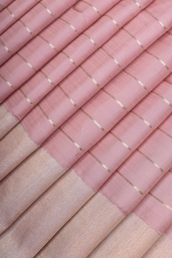 Pink and silver 8 Kol pure Kanchipuram silk saree