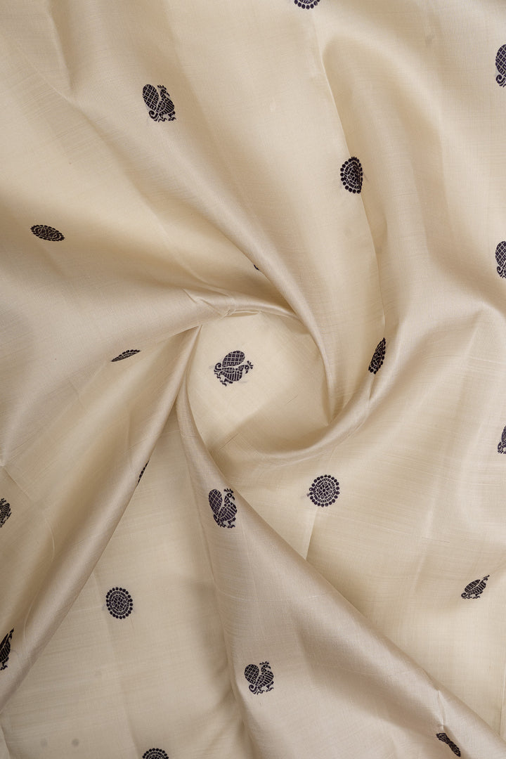 Cream and pink Traditional  pure kanchipuram silk saree