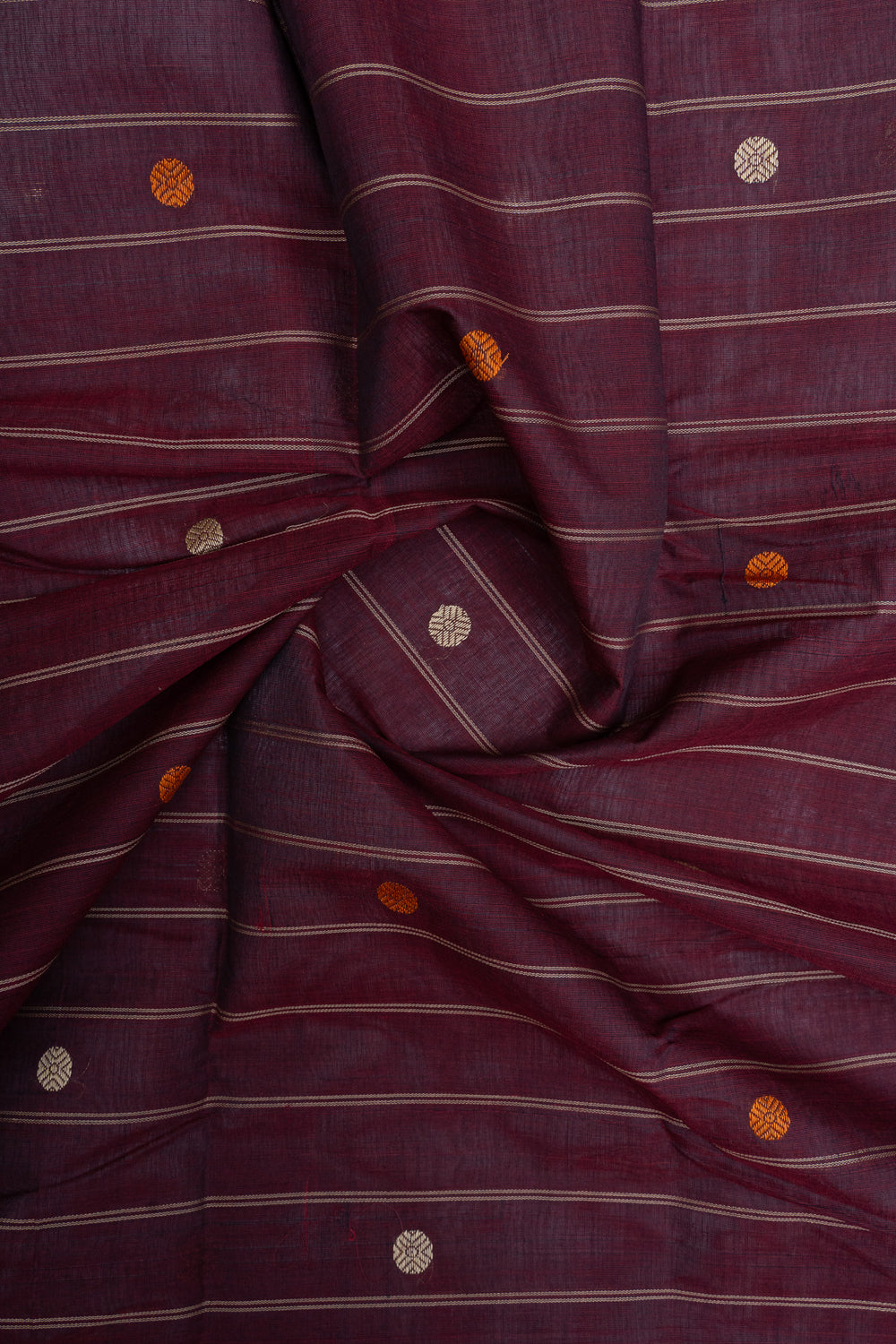 Maroon stripes Pure cotton silk saree