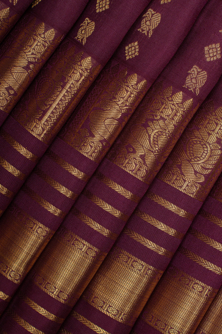 Purple traditional pure kanchipuram silk saree