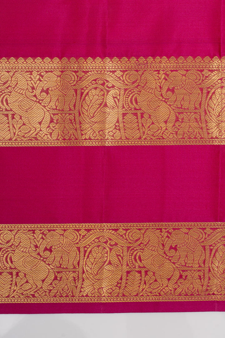 Pink neli stripes rettai pettu pure kanchipuram silk saree