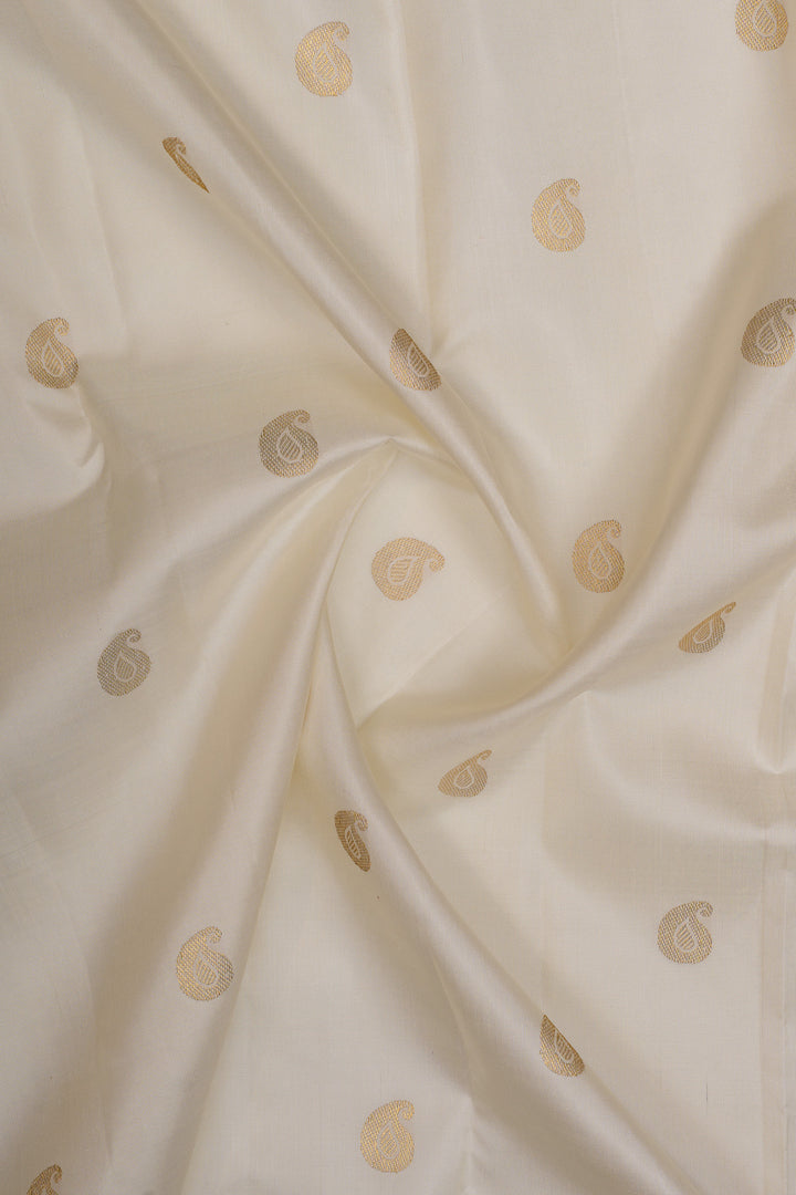 Ivory and ms blue vintage pure kanchipuram silk saree