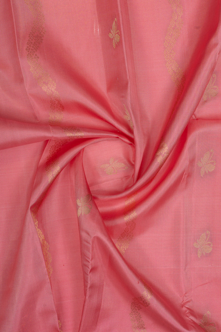 Pink traditional pure soft silk saree