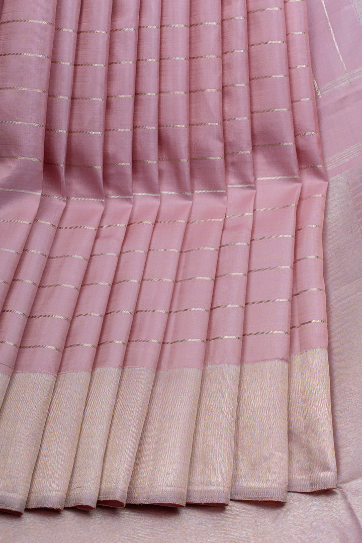 Pink and silver 8 Kol pure Kanchipuram silk saree
