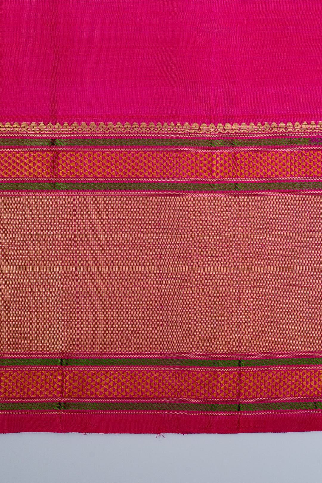 Cream and pink Traditional  pure kanchipuram silk saree