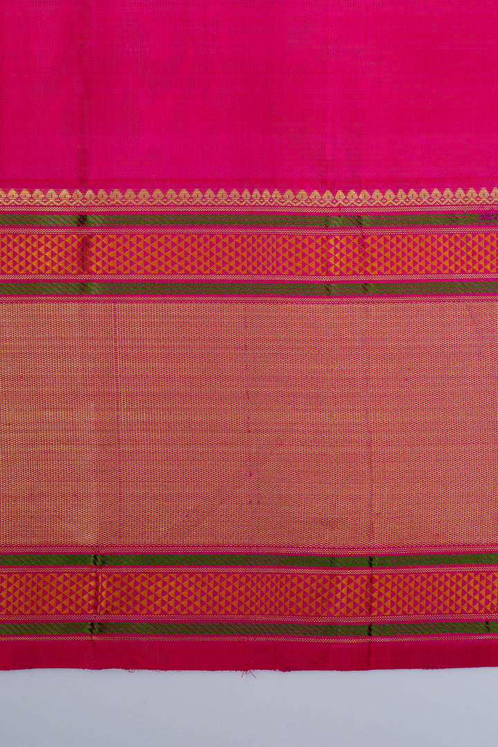 Cream and pink Traditional  pure kanchipuram silk saree