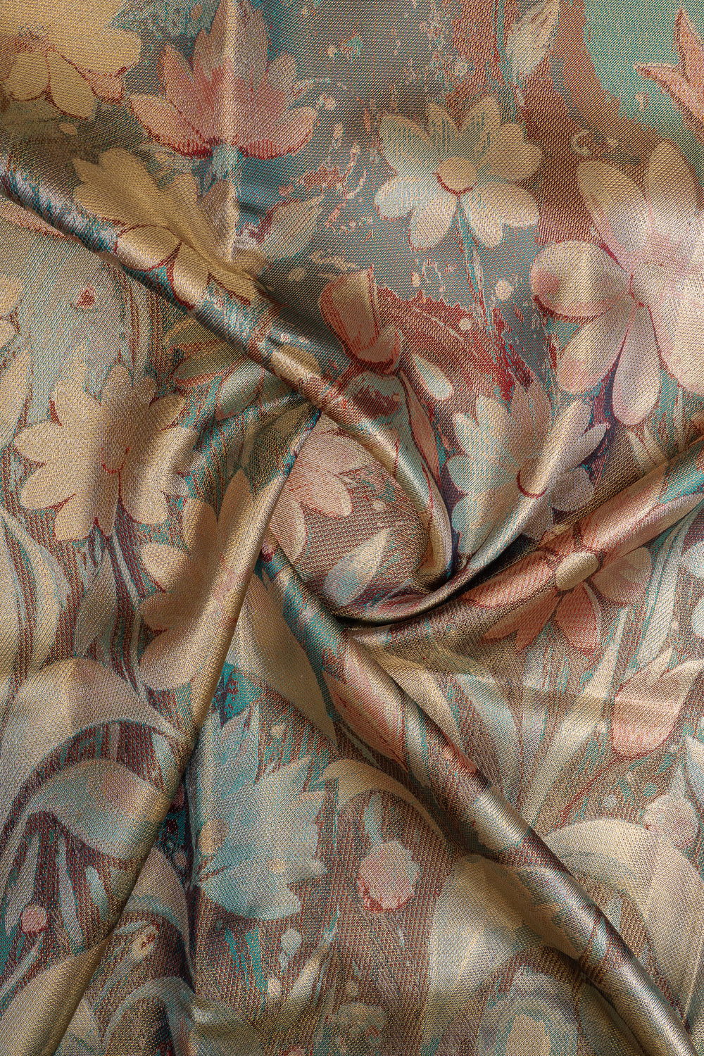 Light blue floral  pure designer kanchipuram silk saree