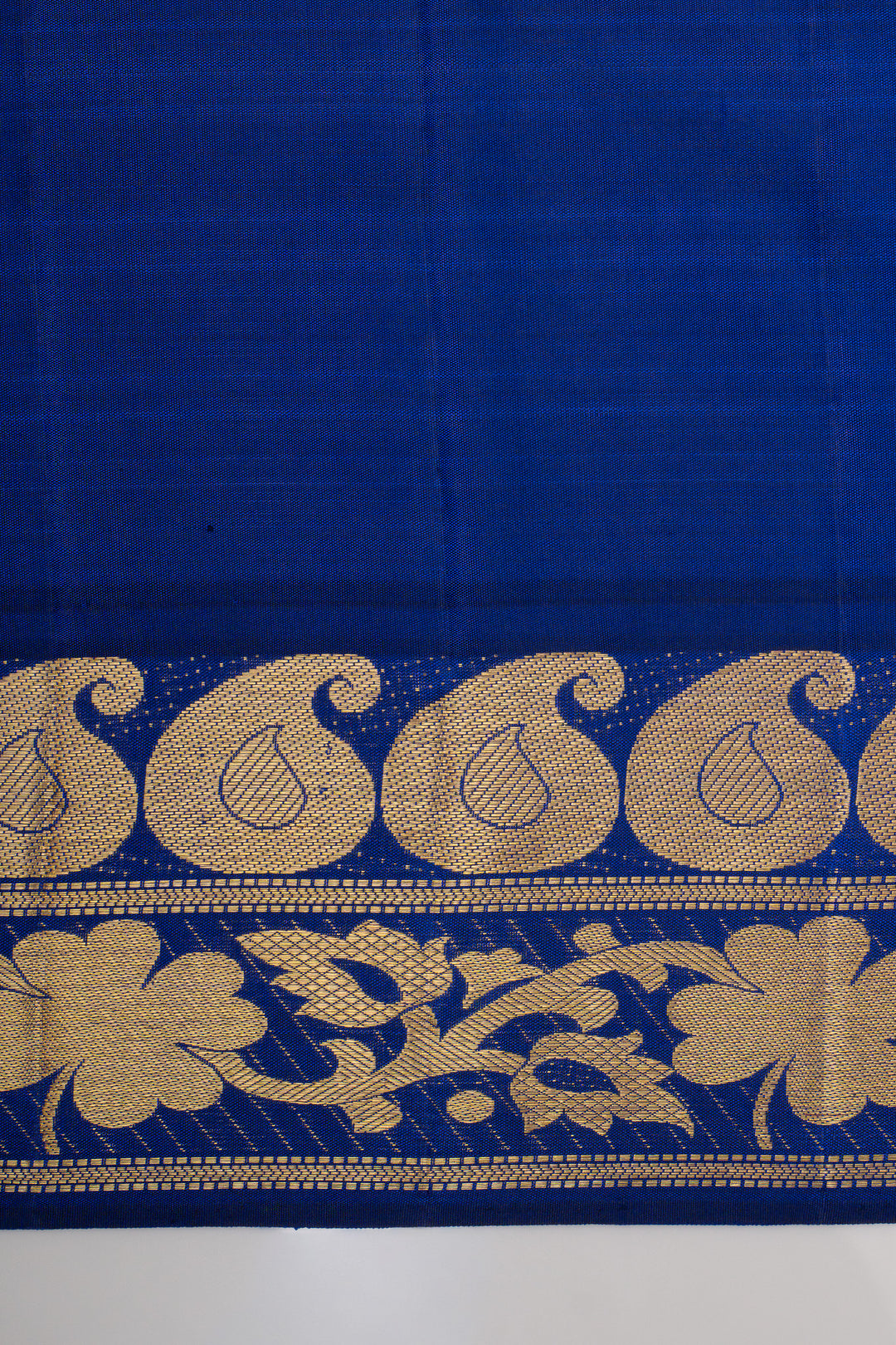 Ivory and ms blue vintage pure kanchipuram silk saree