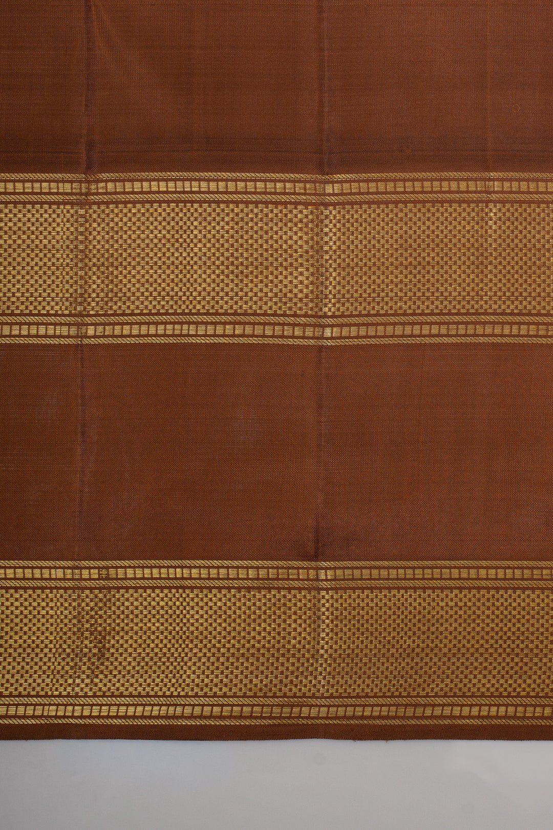 Vintage blue and khaki Jamdani pure kanchipuram silk saree