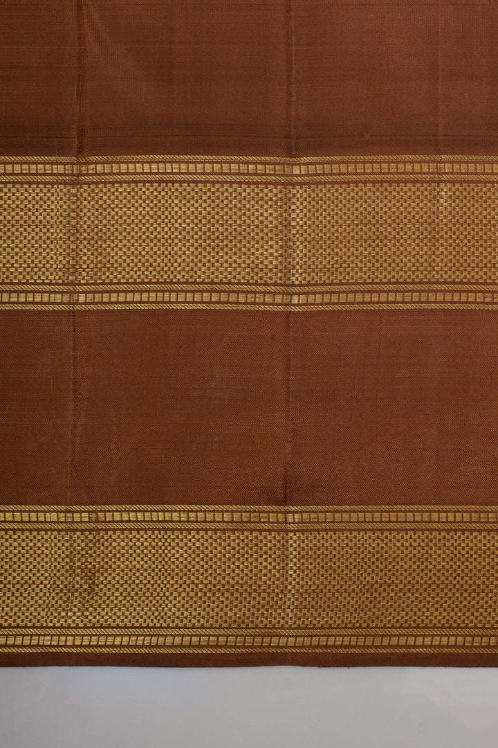 Vintage blue and khaki Jamdani pure kanchipuram silk saree
