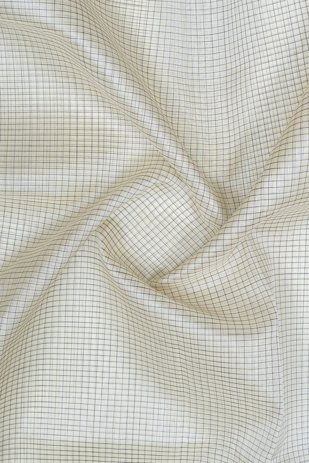 Off white and jamun purple checks pure silk cotton saree
