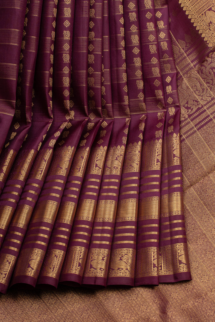 Purple traditional pure kanchipuram silk saree