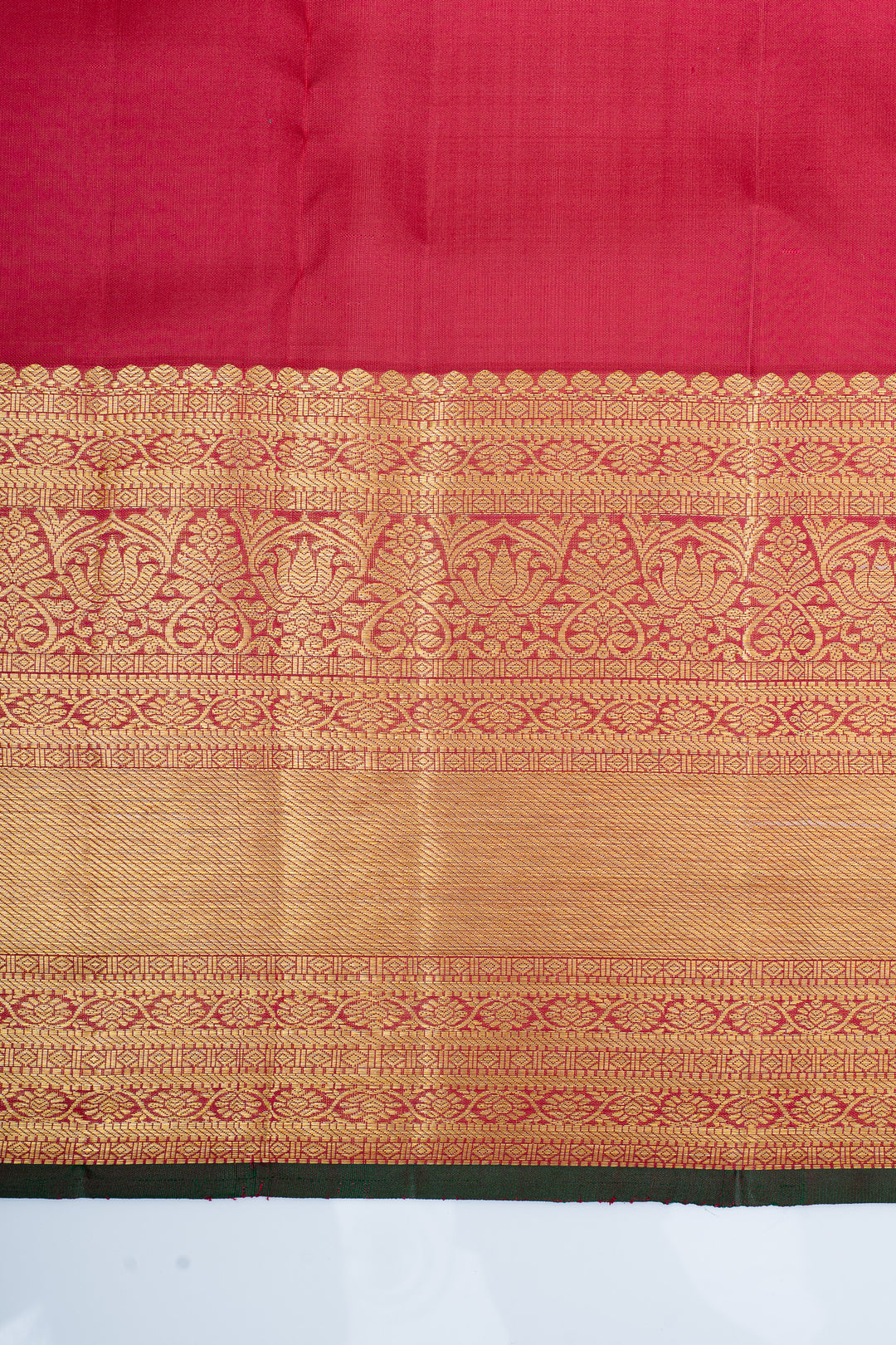 Ivory and red floral brocade pure kanchipuram silk saree