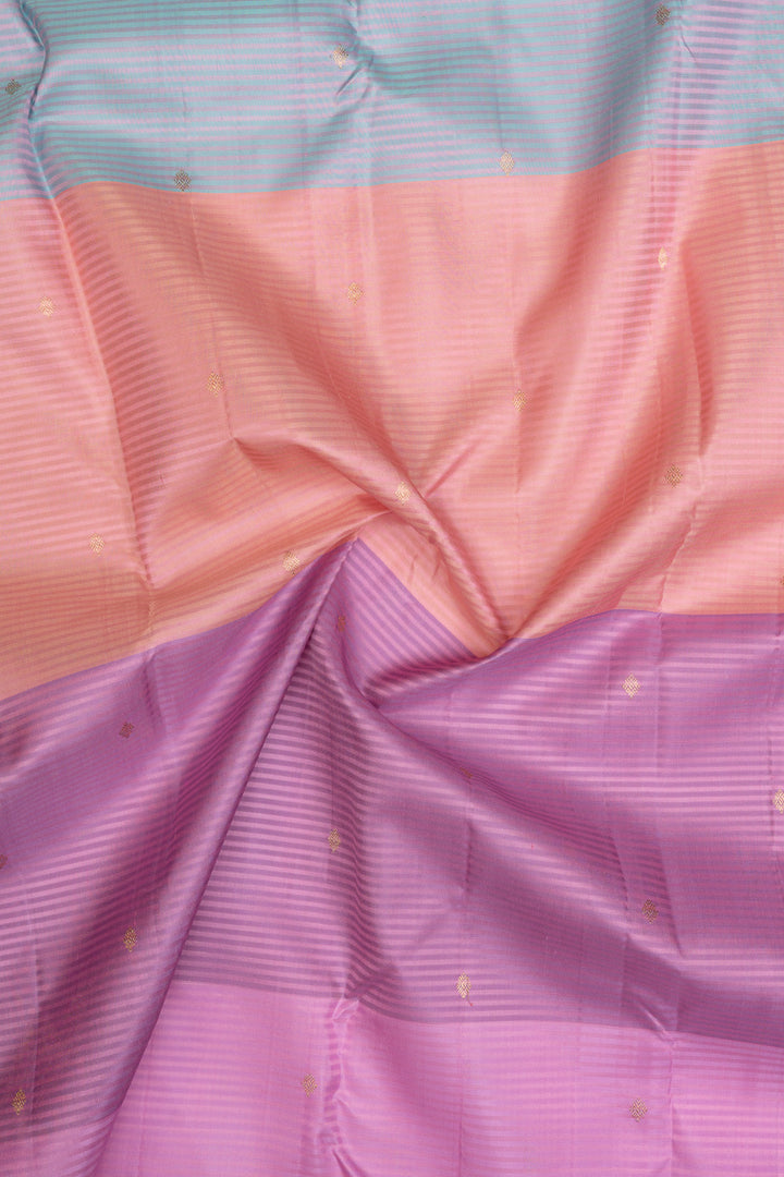 Pastel pink vintage stripes pure kanchipuram silk saree