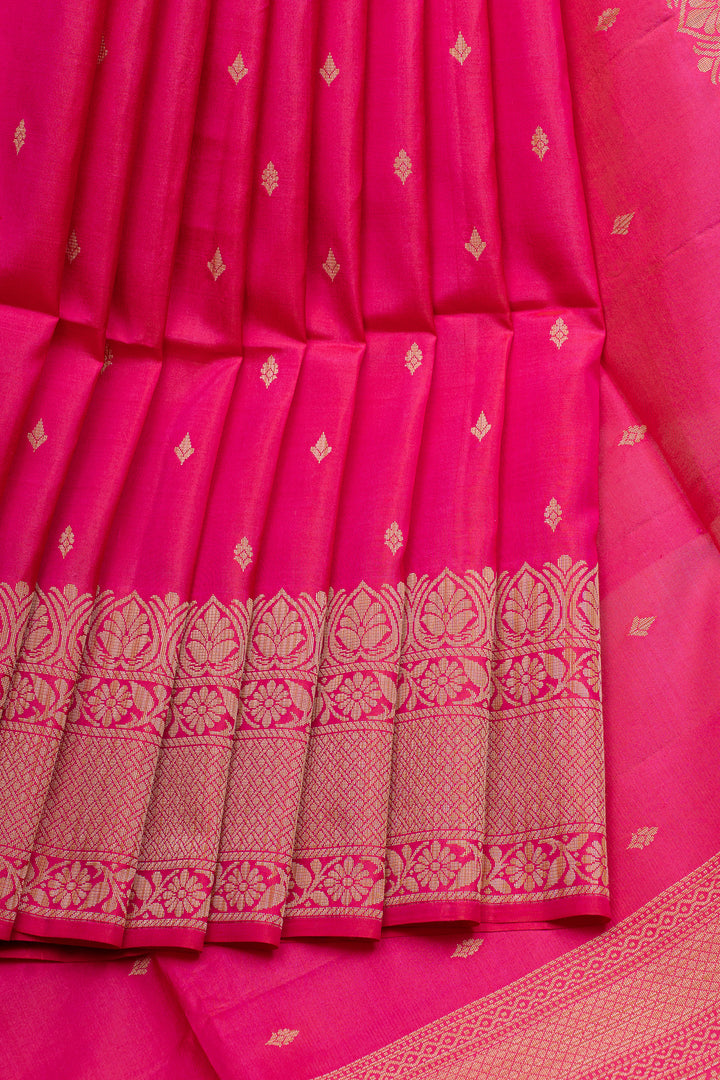 Pink threadwork pure soft silk saree