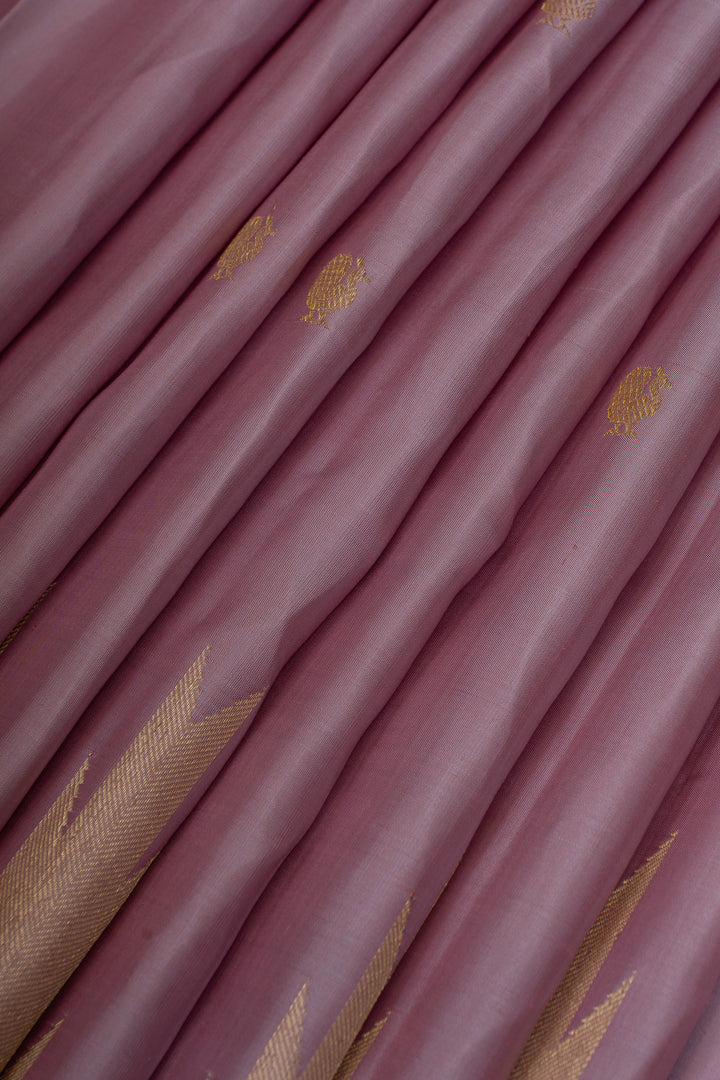 Mauve Purple temple border pure kanchipuram Silk saree