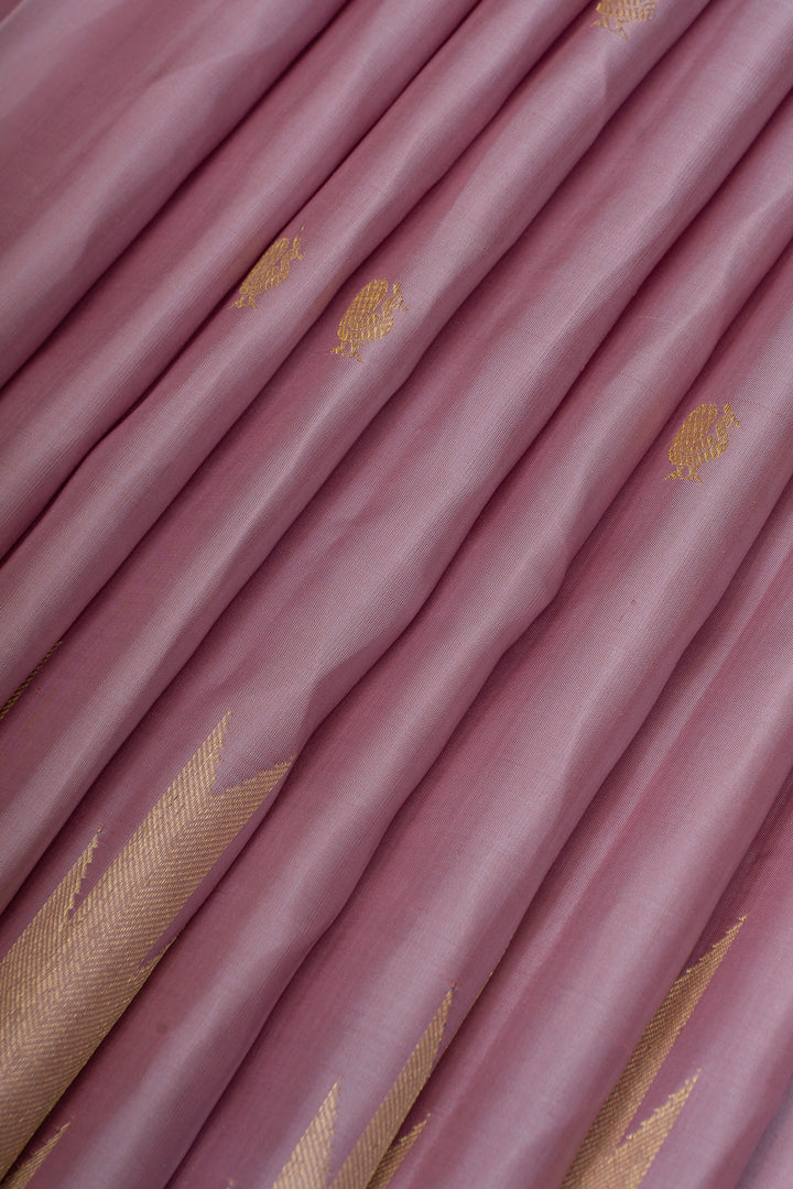 Mauve Purple temple border pure kanchipuram Silk saree