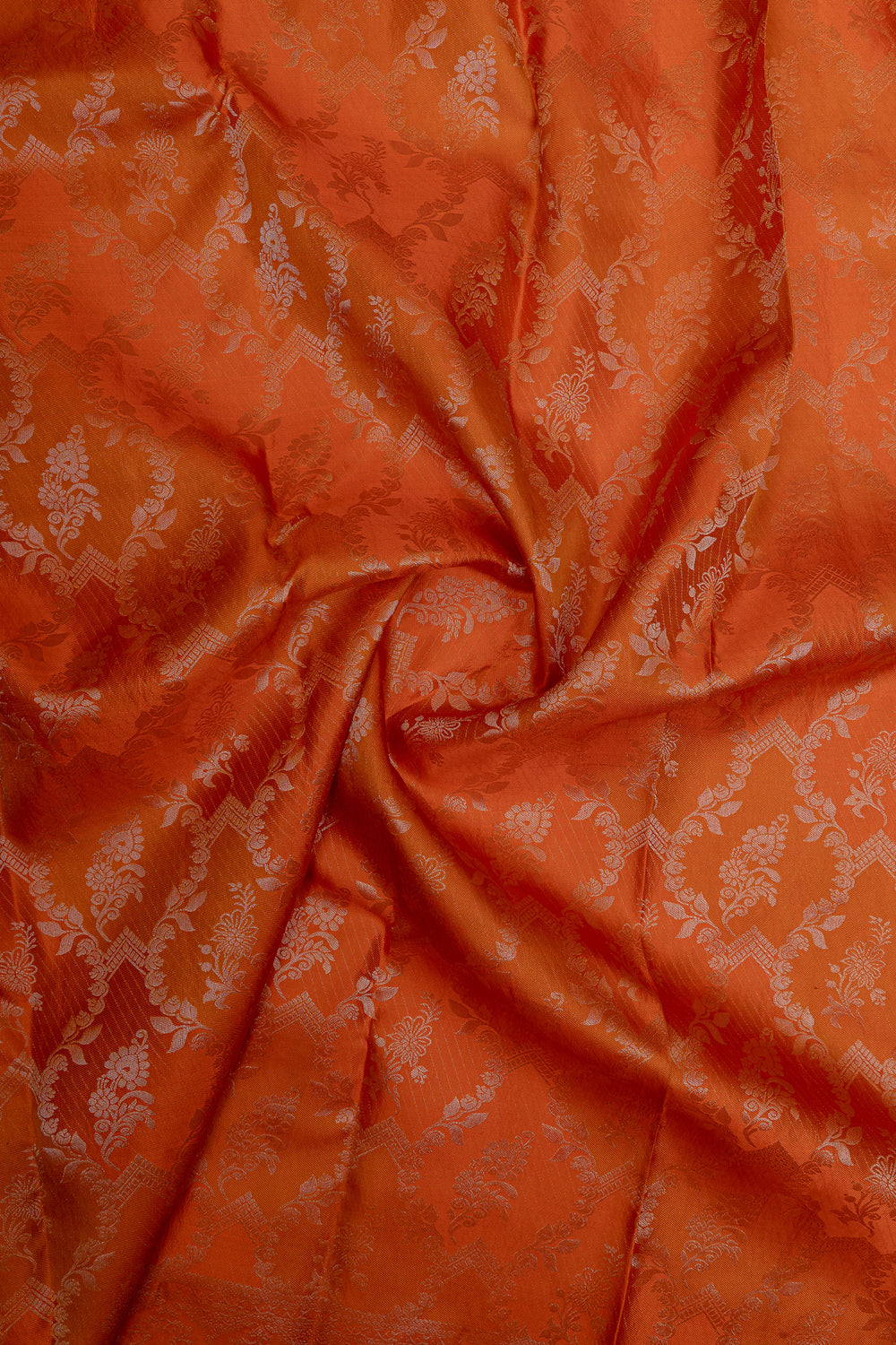 Orange brocade pure Kanchipuram silk saree