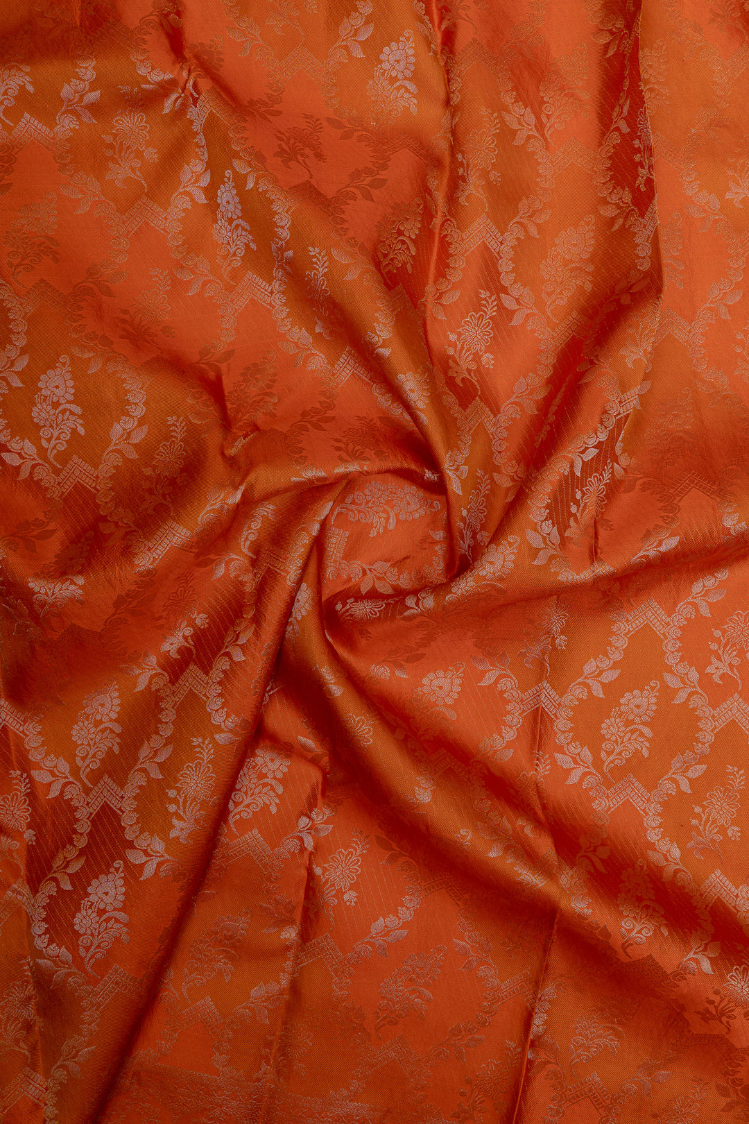 Orange brocade pure Kanchipuram silk saree