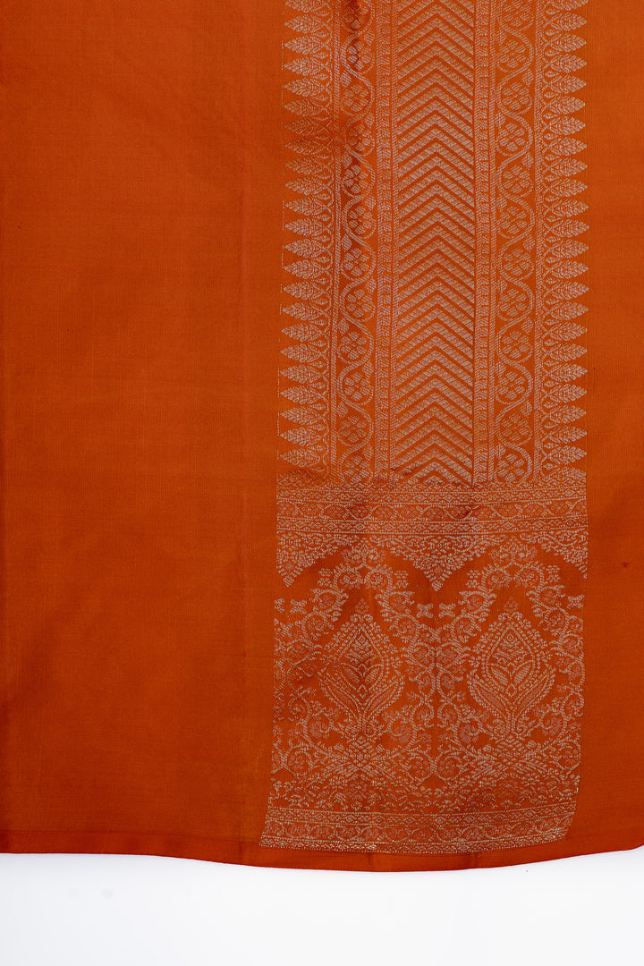 Orange brocade pure Kanchipuram silk saree